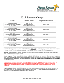 2017 Summer Camp Registration Form Church Name