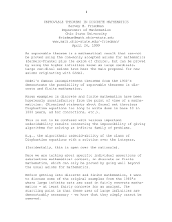 1 UNPROVABLE THEOREMS IN DISCRETE MATHEMATICS