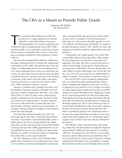 The CRA as a Means to Provide Public Goods