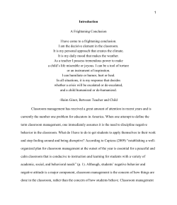 Behavior Problems in the Classroom