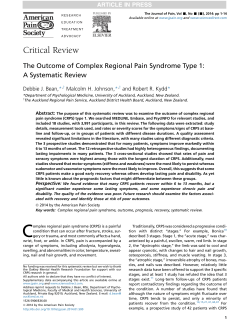 The Outcome of Complex Regional Pain Syndrome Type 1: A