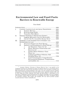Environmental Law and Fossil Fuels: Barriers to Renewable Energy