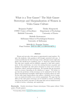 What is a True Gamer? The Male Gamer Stereotype