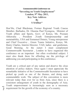 Commonwealth Regional Conference on *Investing on Youth