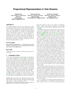 Proportional Representation in Vote Streams