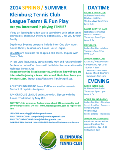 2014 SPRING / SUMMER DAYTIME Kleinburg Tennis Club League