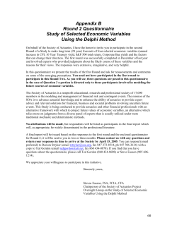 Appendix B Round 2 Questionnaire Study of Selected Economic