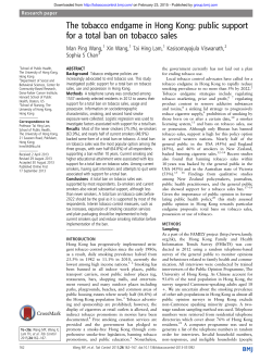 The tobacco endgame in Hong Kong: public support for a total ban