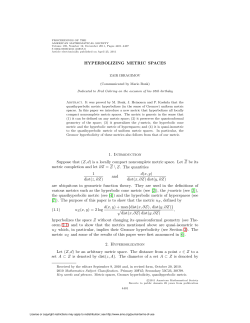 HYPERBOLIZING METRIC SPACES 1. Introduction Suppose that (Z