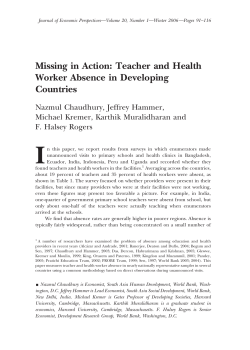 Teacher and Health Worker Absence in Developing Countries