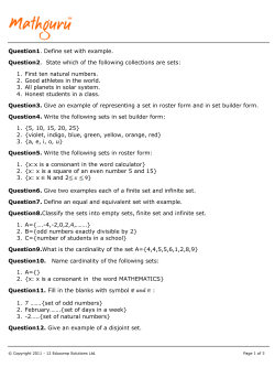 Question1. Define set with example. Question2. State