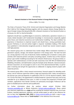 Job Opening Research Assistant or Post