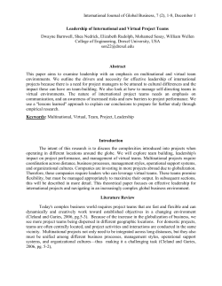 Leadership to International and Virtual Project Teams