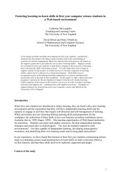 Developig learning-to-learn skills in first year students