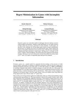 Regret Minimization in Games with Incomplete Information
