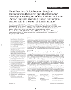Best Practice Guidelines on Surgical Response in