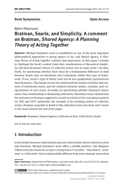 Bratman, Searle, and Simplicity. A comment on Bratman, Shared