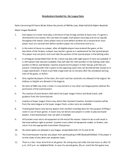 Murphysboro Baseball Inc. Rec League Rules Rules Concerning All