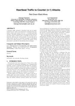 Heartbeat Traffic to Counter (n-1) Attacks