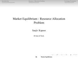 Market Equilibrium : Resource Allocation Problem
