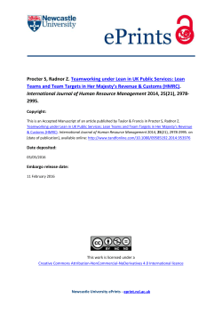 Lean Teams and Team Targets in Her Majesty`s Revenue
