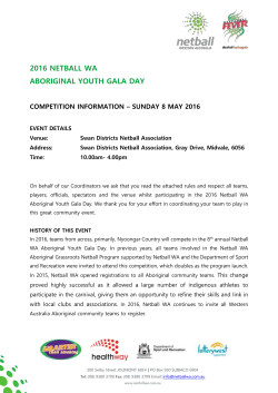 2016 netball wa Aboriginal youth GALA day COMPETITION