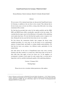 1 Fama/French Factors for Germany: Which Set Is Best? Roman