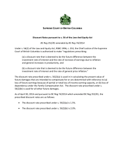 Discount Rates pursuant to s. 56 of the Law And Equity Act BC Reg