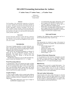 AAAI Proceedings Template