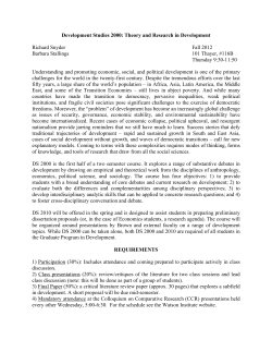 Development Studies 2000: Theory and Research in Development