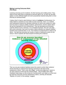 Making Learning Outcomes Work (Phil Race) Learning outcomes