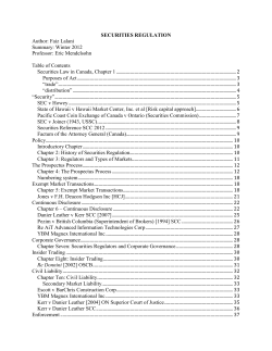 Securities Law in Canada, Chapter 1