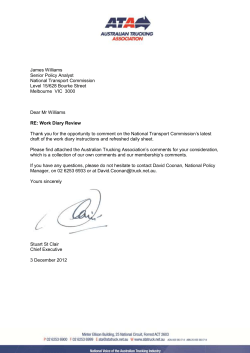 NTC Work Diary Review submission - Australian Trucking Association