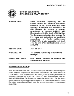 CITY OF ELK GROVE CITY COUNCIL STAFF REPORT