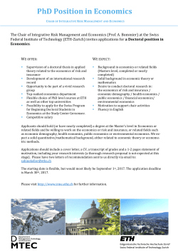 PhD Position in Economics _