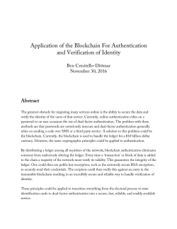 Application of the Blockchain For Authentication and Verification of