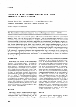 Influence Of The Transcendental Meditation Program