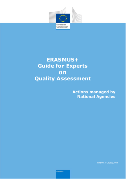 ERASMUS+ Guide for Experts on Quality Assessment