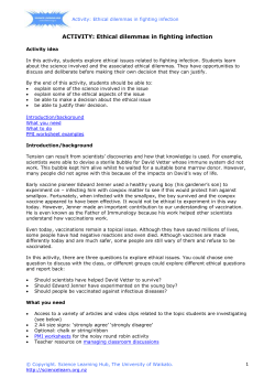 Ethical dilemmas in fighting infection