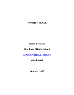 NUMBER SENSE Elaine Erickson Red Lake Middle School aerok