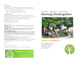 Parent Handbook - Klemzig Kindergarten