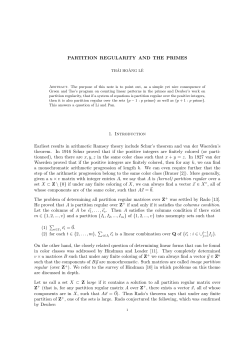 PARTITION REGULARITY AND THE PRIMES 1. Introduction
