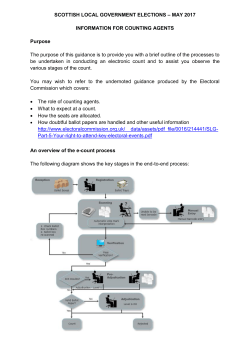 MAY 2017 INFORMATION FOR COUNTING AGENTS Purpose The