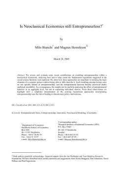 Is Neoclassical Economics still Entrepreneurless?*