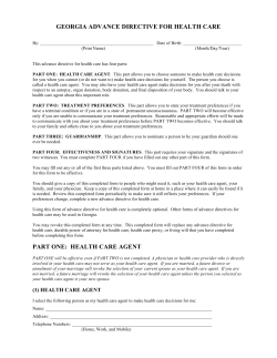 georgia advance directive for health care part one: health care agent