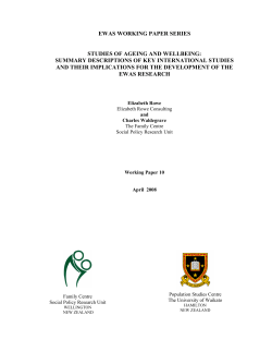 EWAS WORKING PAPER SERIES STUDIES OF AGEING AND