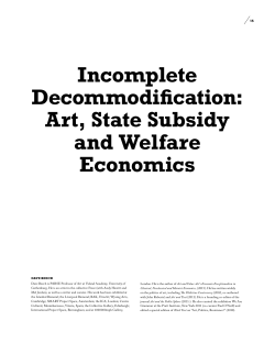 art, State Subsidy and Welfare economics