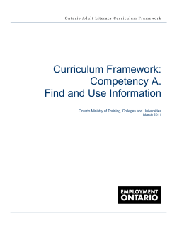Curriculum Framework: Competency A. Find and Use Information