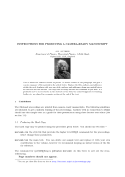 INSTRUCTIONS FOR PRODUCING A CAMERA