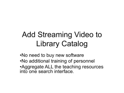 Add Streaming Video to Library Catalog